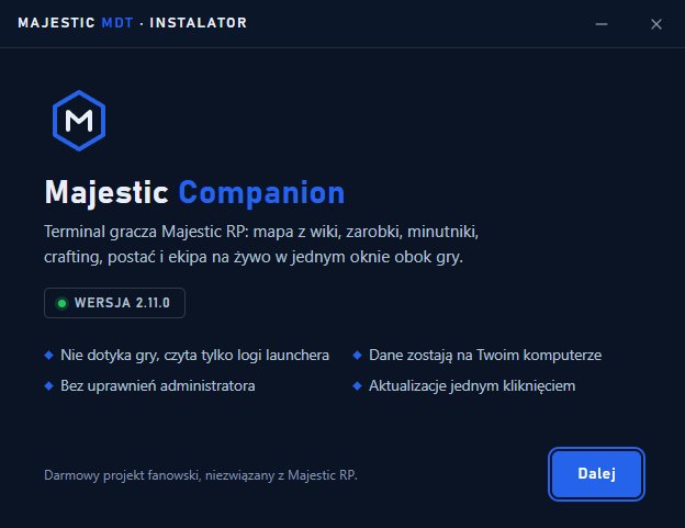 Instalator: ekran powitalny z wersją aplikacji
